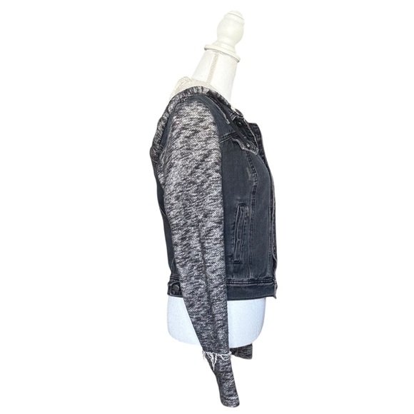 Free People Mixed Media Hooded Denim Jacket– Size M - Picture 3 of 10